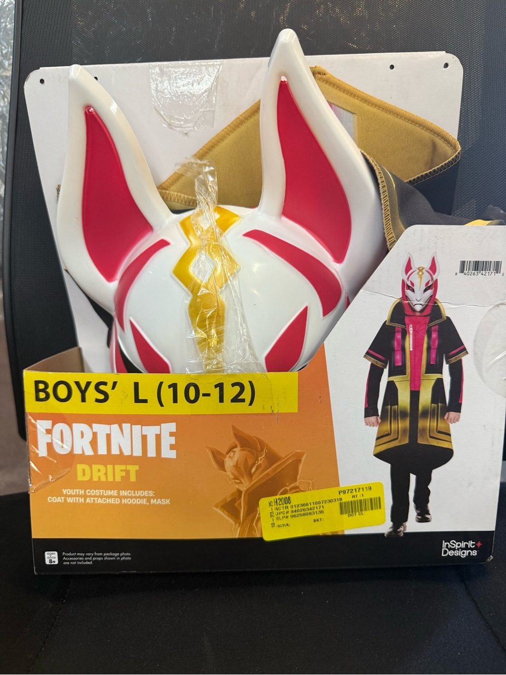 Fortnite Drift Kids Costume Mask & Hoodie - White & Pink (Boys' L 10-12)